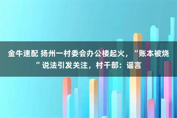 金牛速配 扬州一村委会办公楼起火，“账本被烧”说法引发关注，村干部：谣言